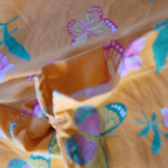 Pappagallo tangerine orange petite with butterflies and flowers side zipper - Picture 3 of 10